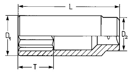 Sockets 1/4" 6 points extra deep 6mm to 14mm