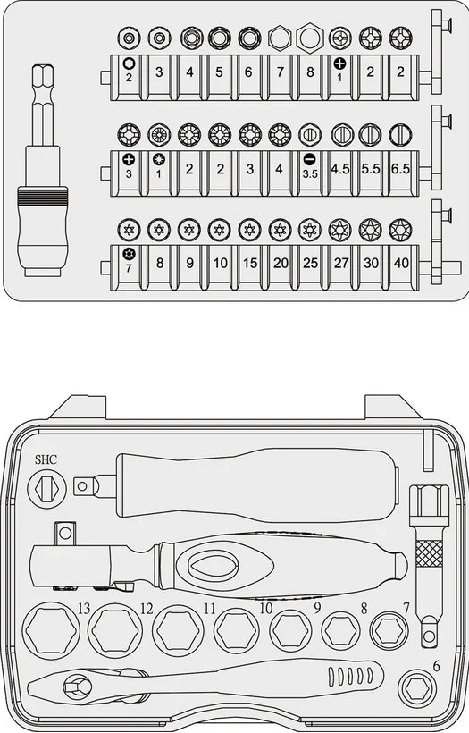 Socket and Bit Set, 44 pcs.