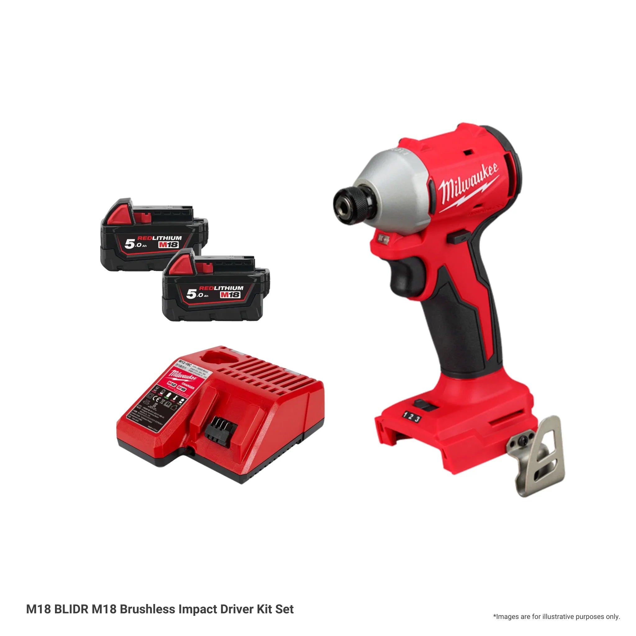Brushless Impact Driver Kit Set, Cordless 18V