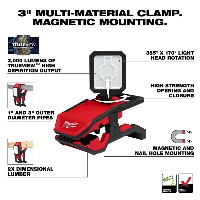 Pivoting Area Light, 2000 Lumens, 18V