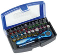 Bit-box-set, 32 pcs with Mini Ratchet and Power Tool Adapter