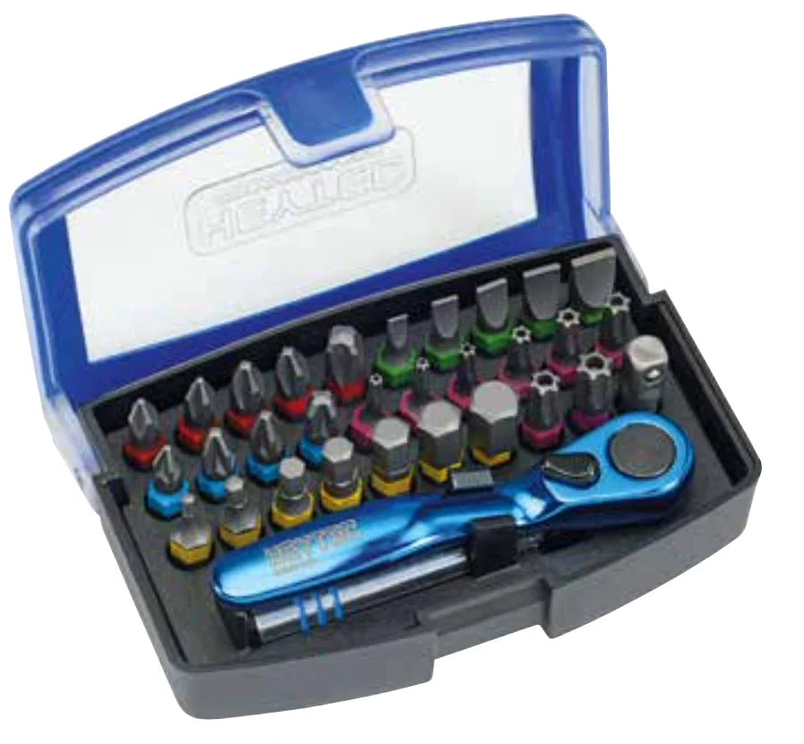 Bit-box-set, 32 pcs with Mini Ratchet and Power Tool Adapter