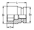 Extra Deep Impact 1/2" Sockets Six Points, Various MM