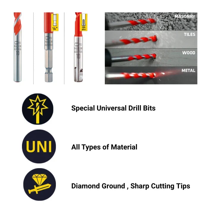 Multi Material Drill Bits, Tungsten Carbide, Multicut